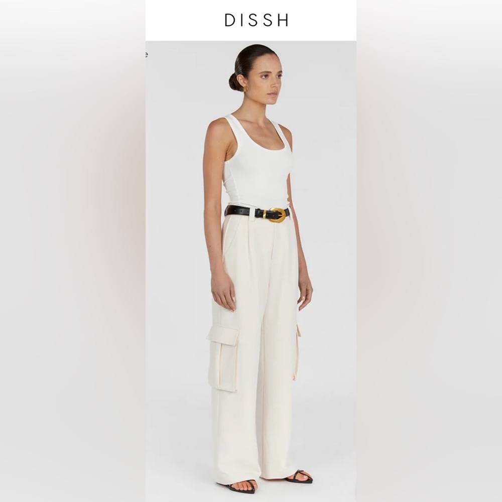 NWT Dissh Women's WILLA Cream Wide-Leg Cargo Pants